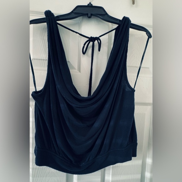 Free People Tops - Free People Black Drape Neck Tank Top